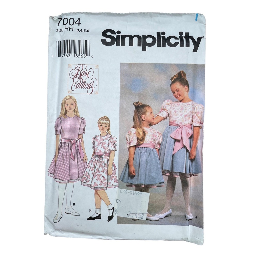 Simplicity‎ Sewing Pattern 7004 Dress Sash Girls Size 3-6